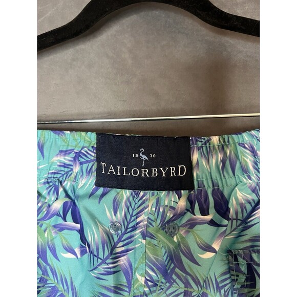 TAILORBYRD Tropical Print Blue Swim Trunks Board Shorts Mesh Lining Brief Men L - Picture 11 of 14